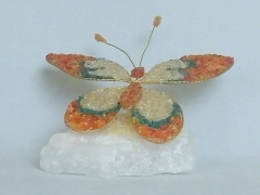 Schmetterling (± 12 cm) mit Karneol, Türkis und Bergkristall